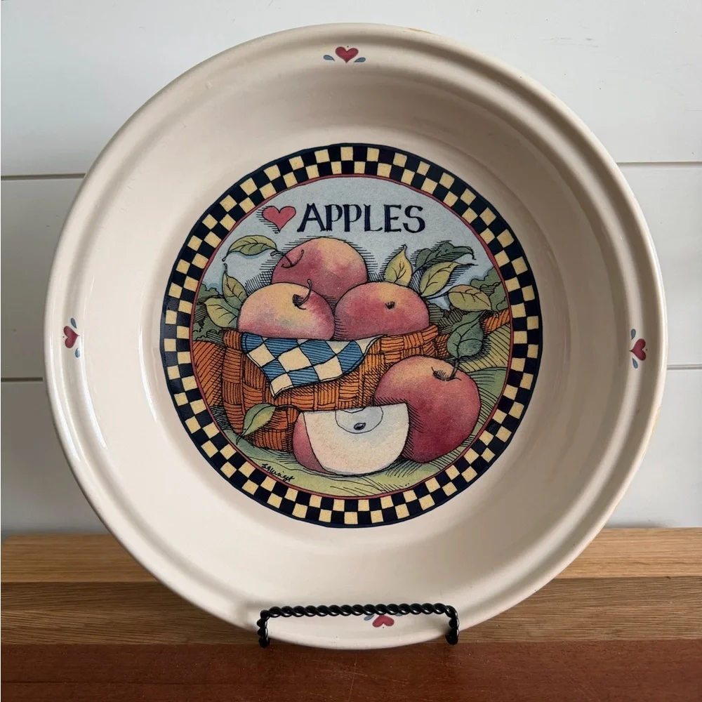 Susan Winget Certified International Pie Dish Plate Apples